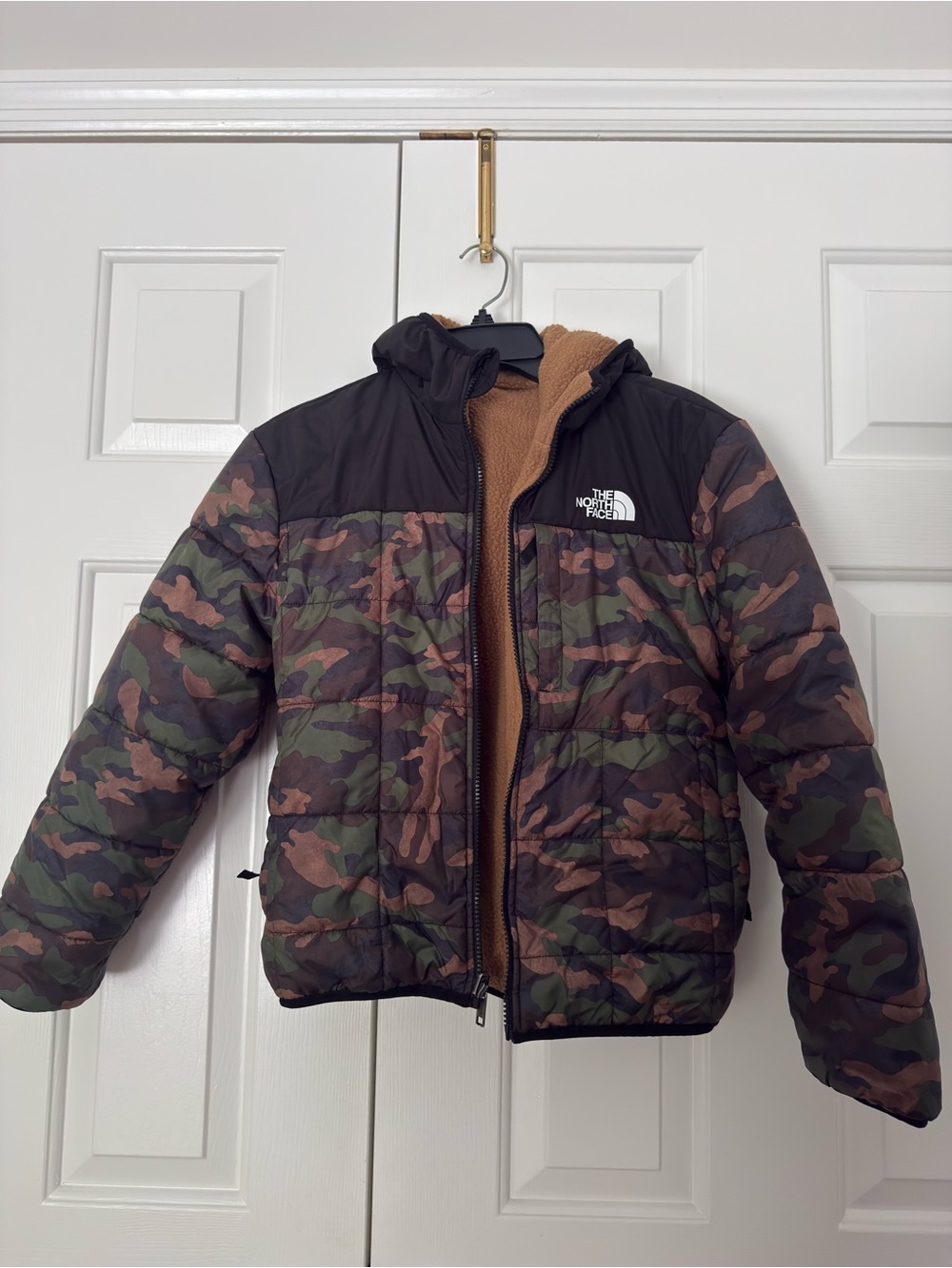 The North Face Reversible Tan/ Camo Puffer Jacket